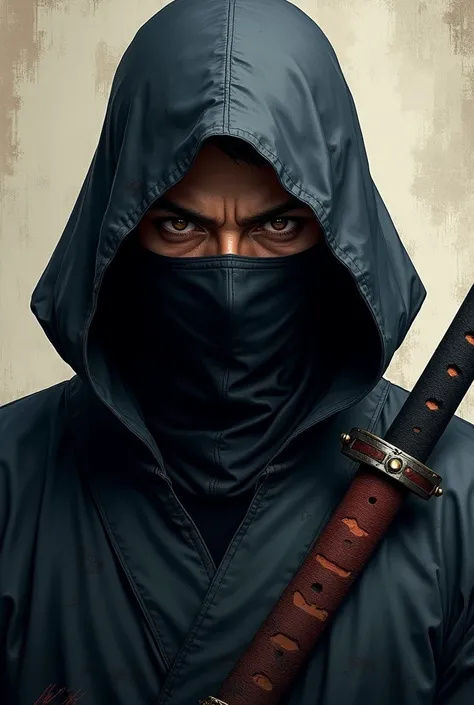 Japanese ninja, portrait, realistic, illustration 