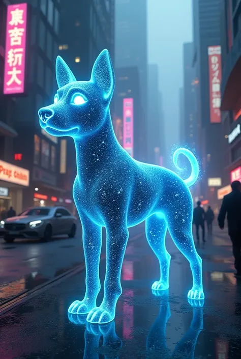 dog, hologram собаки, hologram, indigo, cyberpunk, 