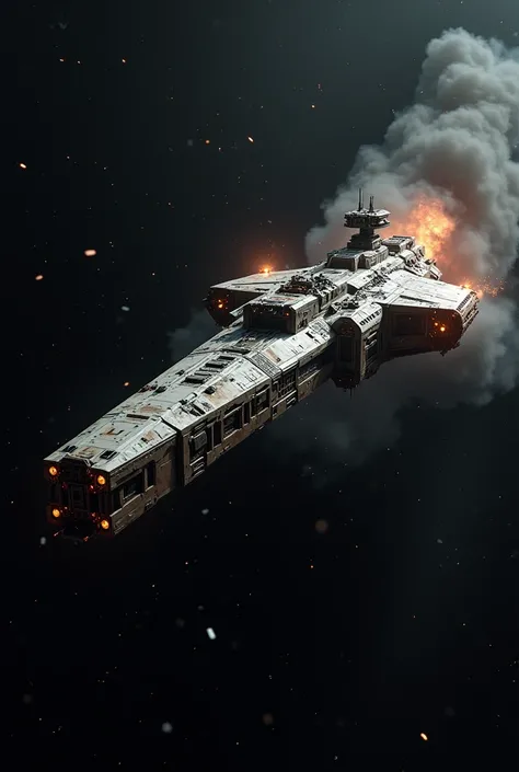 A spaceship damaged by combat
