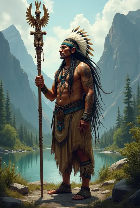 Native American with a pact with Mother Nature  br newest
Using magic
With a staff