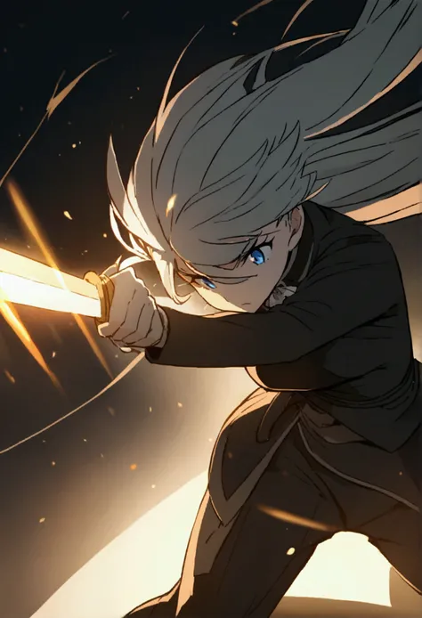 A 2D anime girl fighting another with a sword 