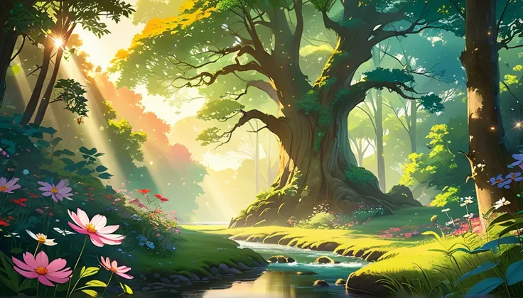 viral anime nature wallpaper in 4k quality, in the style of digital illustration inspired by hayao miyazaki, featuring a serene ...