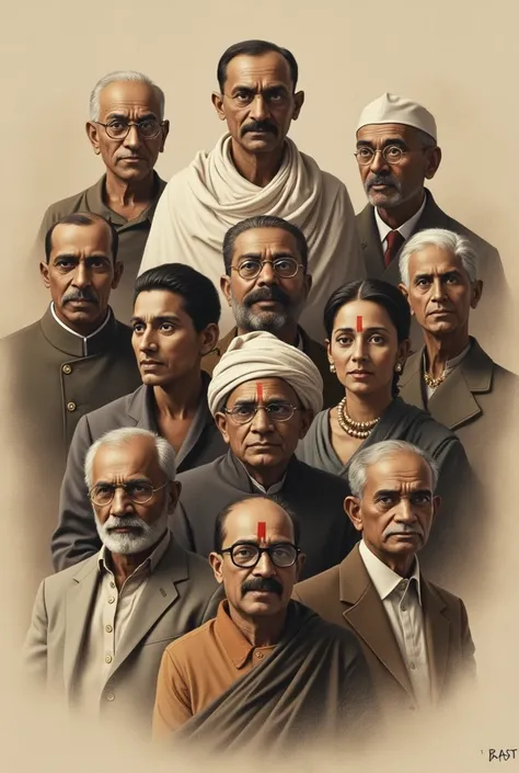 1. Mahatma Gandhi
2. Jawaharlal Nehru
3. Subhas Chandra Bose
4. Bhagat Singh
5. Sardar Vallabhbhai Patel
6. Bal Gangadhar Tilak
7. Lal Bahadur Shastri
8. Dr. B.R. Ambedkar
9. Rani Lakshmibai
10. Chandra Shekhar Azad
All in one frame 