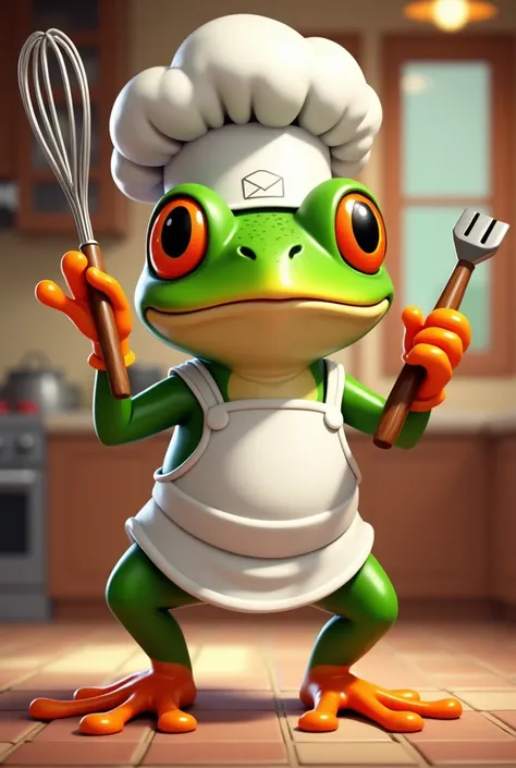 frog wearing a chefs hat