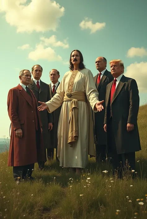 Orbán Viktor, Vlagyimir Vlagyimirovics Putyin, Donald Trump, Adolf Hitler, Kim Jong Un, Adolf Hitler was Jesus, Orbán Viktor, Vlagyimir Vlagyimirovics  Putyin, Dnald Trump and Kim Jong Un are the prophets, Adolf Hitler in the middle of the picture, let the...