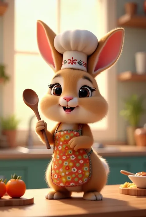 animated rabbit with chef hat 
