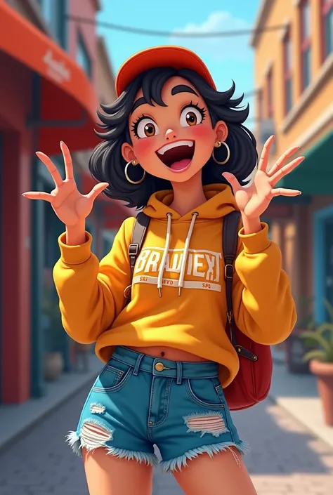 Happy animated customer for a store selling streetwear clothing