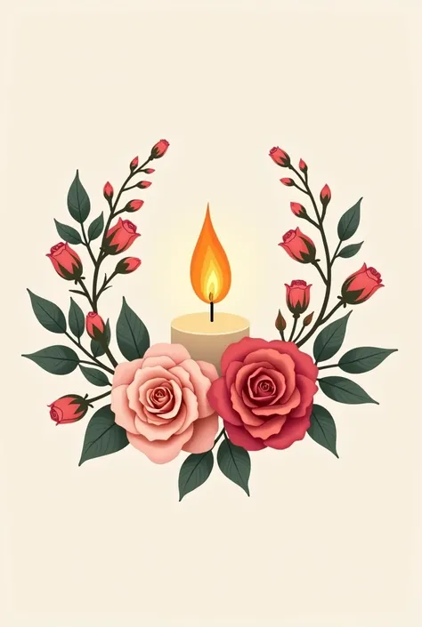 Make a logo for my mother&#39;s candle shop called &quot;Velas Dona Benta&quot; with some roses and just a flame in the center