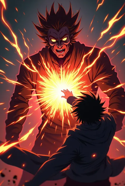 Itadori lands a blow to Sukunas chest, and in that blow, Black Flash is unleashed. (Jujutsu Kaisen)