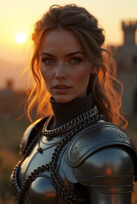 (masterpiece), (extremely intricate:1.3), (realistic), portrait of a girl, the most beautiful in the world, (medieval armor), metal reflections, upper body, outdoors, intense sunlight, far away castle, professional photograph of a stunning woman detailed, ...