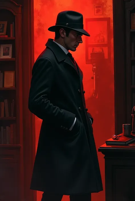 Sherlock Holmes, study in red investigating a crime