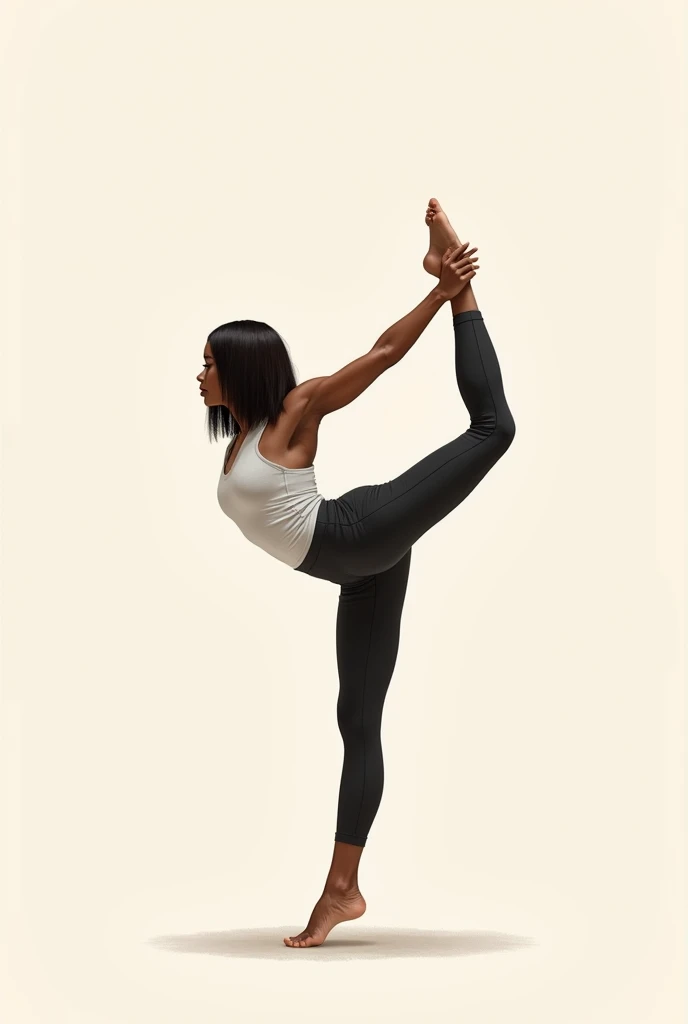 Black Physiotherapist, with straight hair, in drawing, doing pilates exercises with gymnastics 