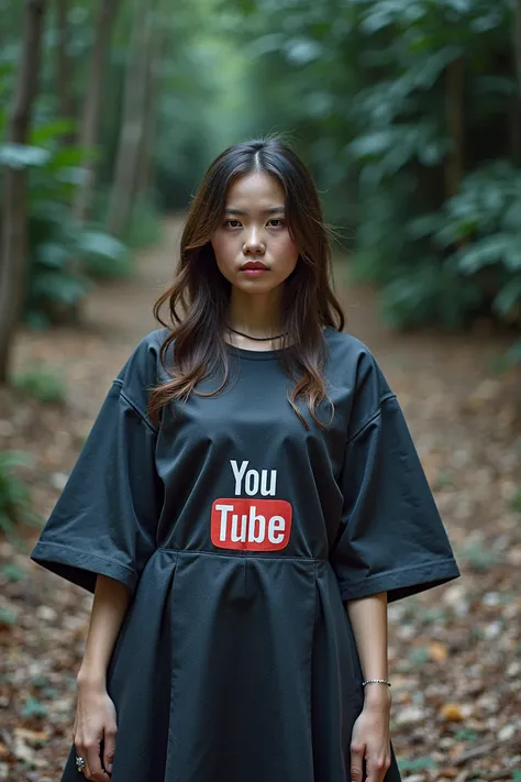 The YouTube logo is placed on the side of the black dress