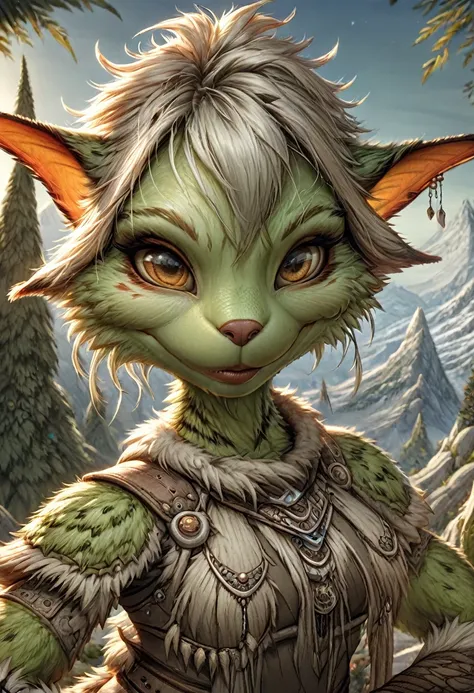 anthropomorphic female grinch grasshopper mage. official art – charecter profile. an award-winning digital masterpiece in 4k ult...