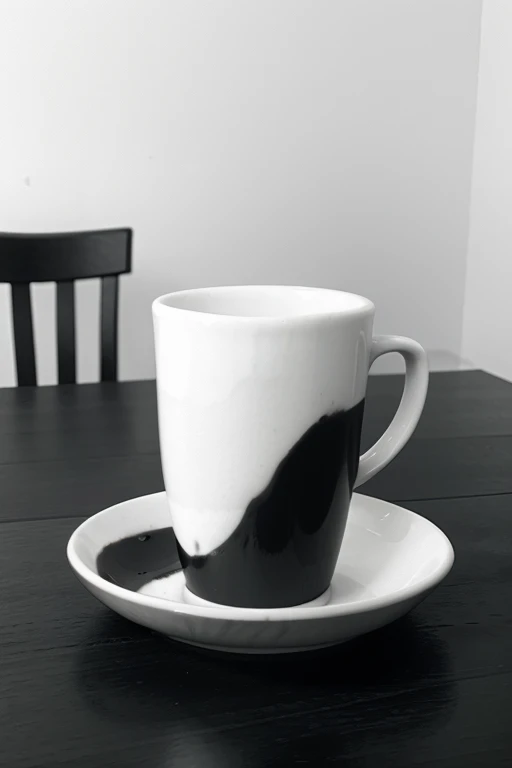 a two-colored cup, black and white