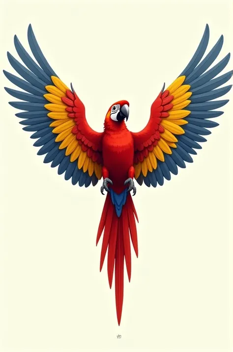 Open-winged Macaw, symmetrical (simple drawing)