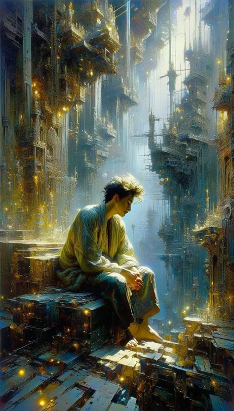 the restlessness of despair, art inspired by Wadim Kashin, Intricate Details, Oil
