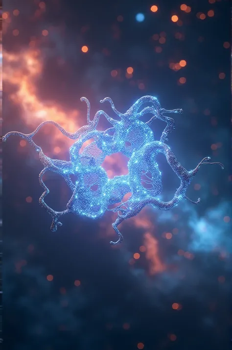 Glowing molecular structure in futuristic galaxy backdrop generated by AI