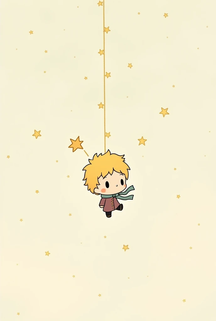 Give me a chibi version drawing of the Little Prince flying downwards
