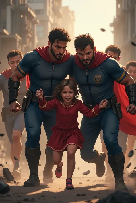 Create a thamnail picture that the men saving a small girl 