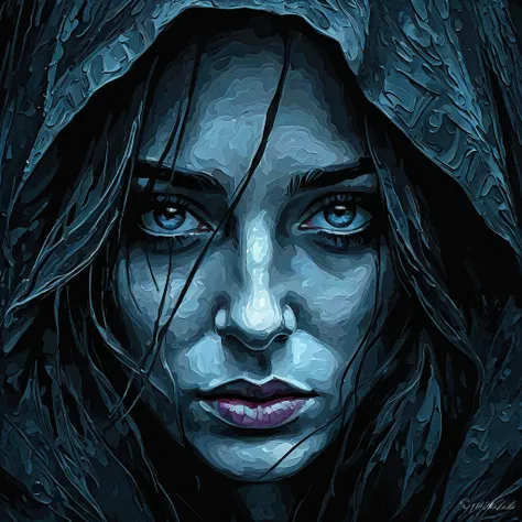 Loveless eyes, absolutely cold, digital painting, (expressionism:1.1), dramatic, gloomy, intense and brooding dark tones, high quality, leaving an indelible and haunting impression on psyche, high quality, unforgettable, very intricate