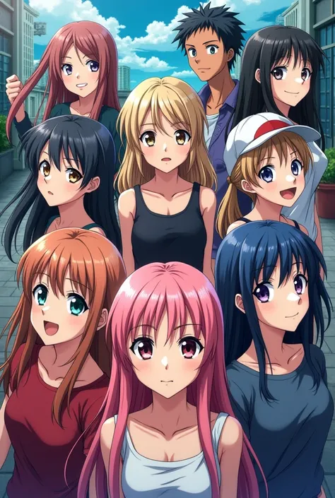 An A4 size cover, With 8 anime people, among them 3 girls and 5 boys.