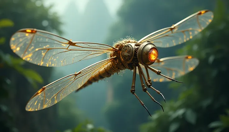 magic mechanical elegant dragonfly, concept art, 