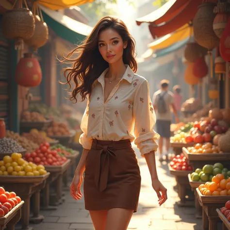 pretty brunette woman doing shopping