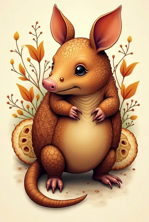 Tattoo model, based on an armadillo (tattoo design) and a sweet bread