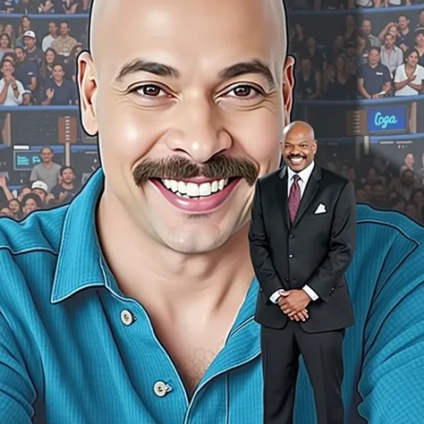 I want the attached picture of me put onto Steve Harveys body to look like i am the host of Family Feud