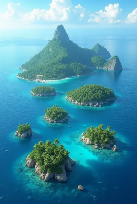 7 islands in the middle of the ocean.