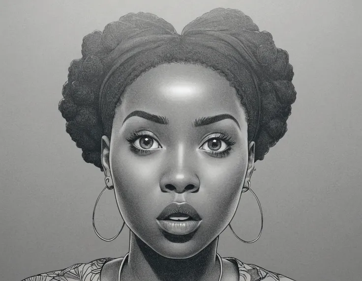 A surprised Black woman, manga style 