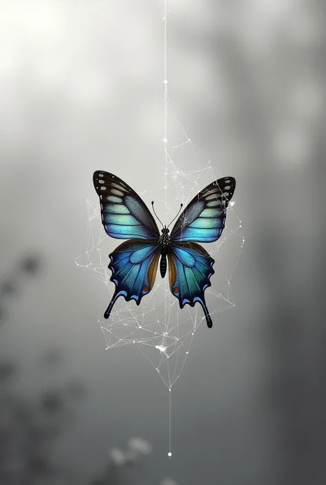 butterfly trapped in a web, something minimalist
