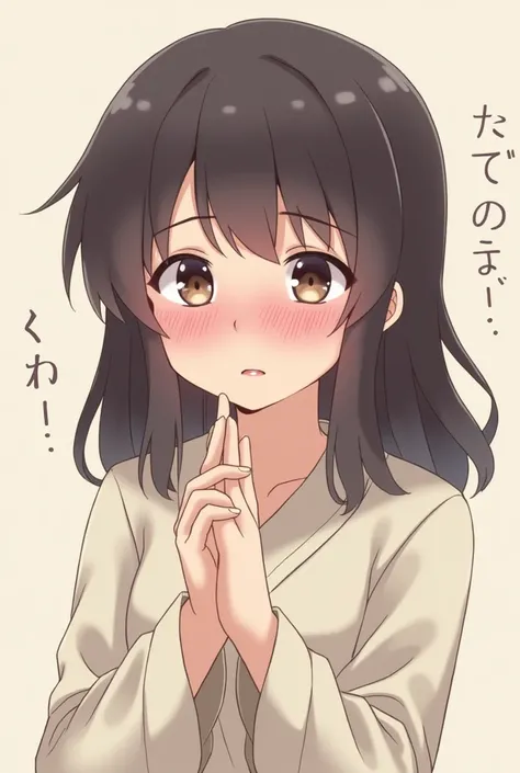 A Japanese person blushing after being forced into an embarrassing position