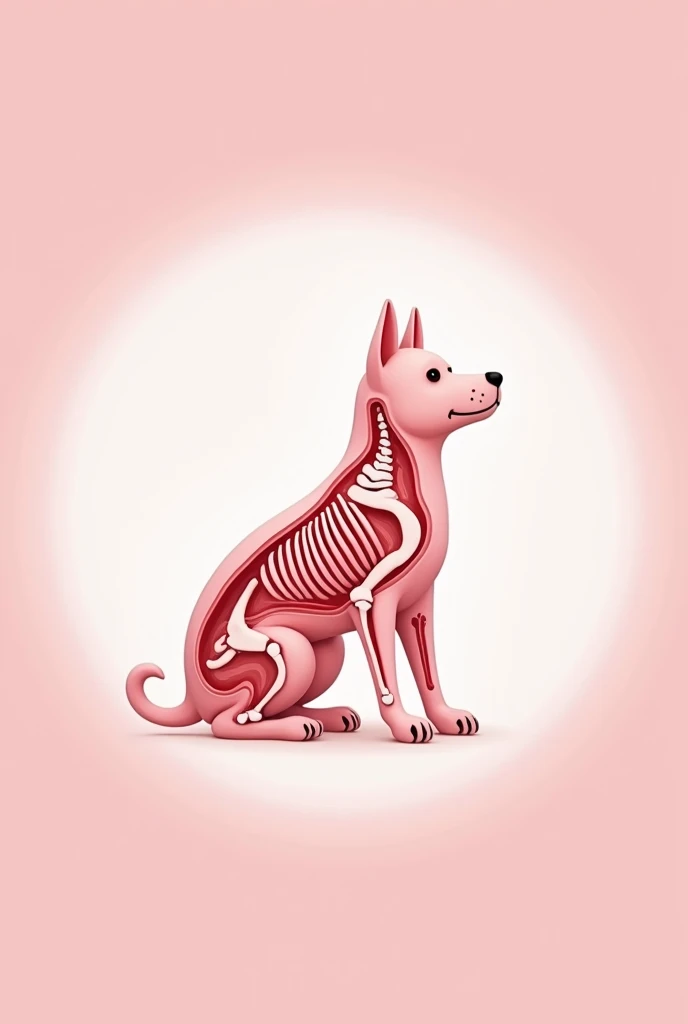 (Logo) with a light pink background, from a veterinary anatomy image surrounded by a white halo of light 