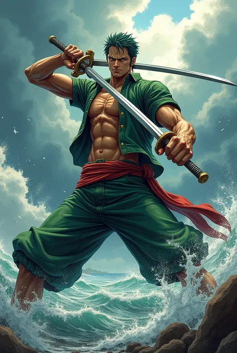 Roronoa Zoro with the 3 swords