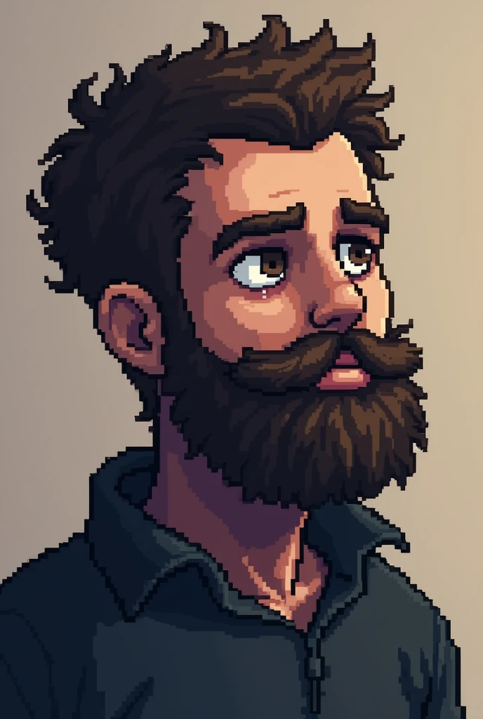 isaac from the binding of isaac rebirth with a beard in pixelart 32x
