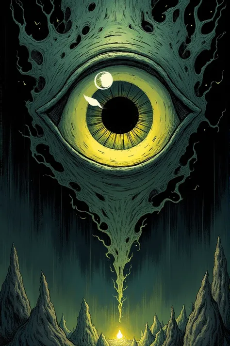 Lovecraftian horror comic of a single eye. 