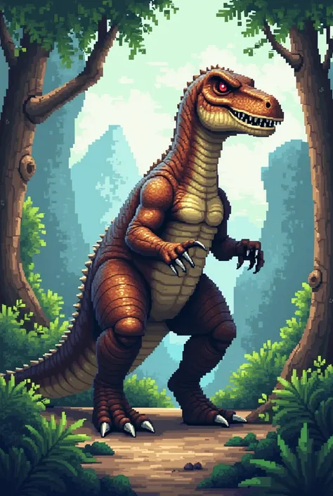 A pixel art vision of a dinosaur 