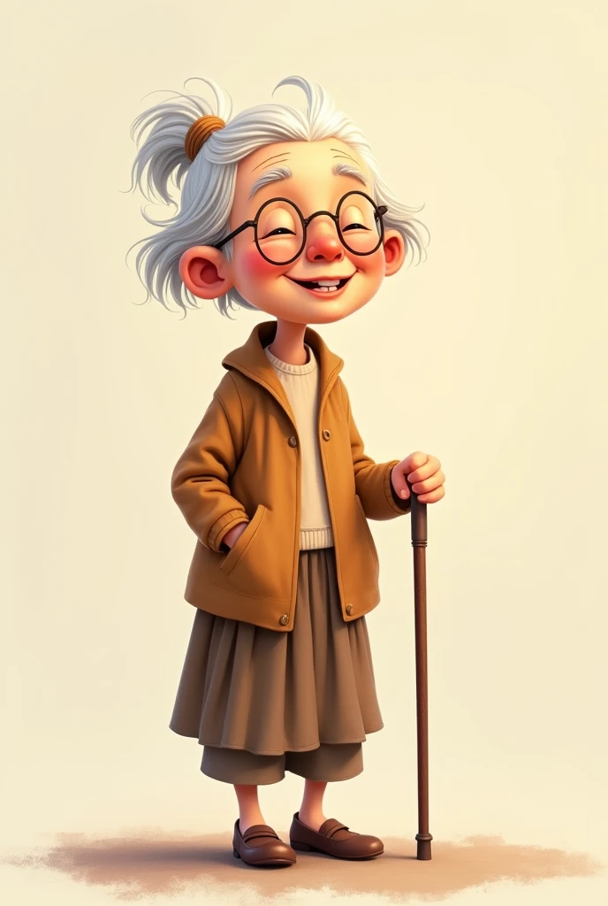 Acceptance of Aging A figure with wrinkles, smiling and with a cane or glasses animated and easy to draw