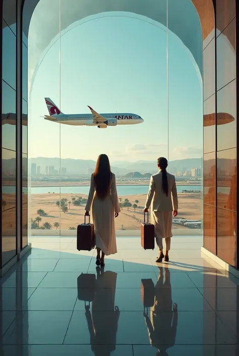 Create a TRAVEL ad for Qatar for the 2026 World Cup, focusing on air travel. 