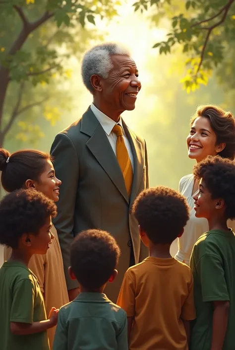 Une image de Nelson Mandela Qui donne des conseils aux enfants 
