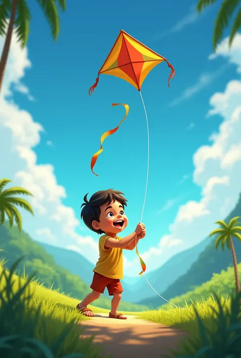 Child flying a kite in Brazil 
