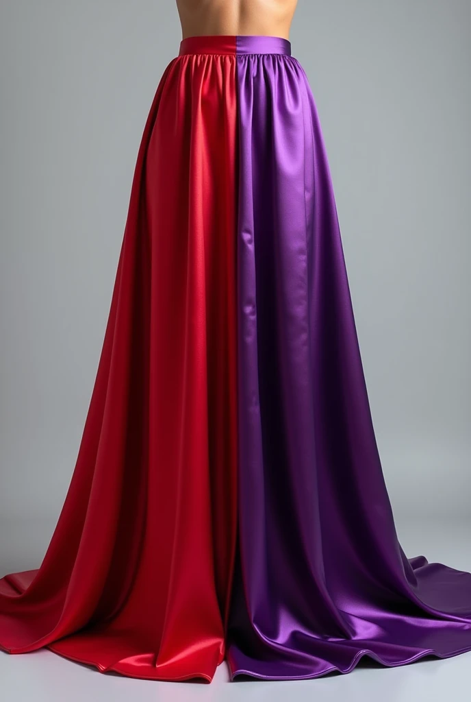 Create an image of a red and purple solid satin full skirt. 