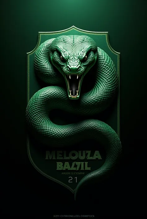 Brazilian football crest, with a frightening snake, green and black colors, with a crest, the nutrition symbol, without a soccer ball, Most frightening snake, not so realistic, another option similar to this
