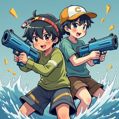 Water gun battle、Boyish