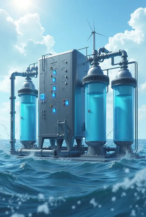 Can you create a machine desalination for sea water, sea water into something that is drinkable water for people like pre-filtration sendiments and carboj filter