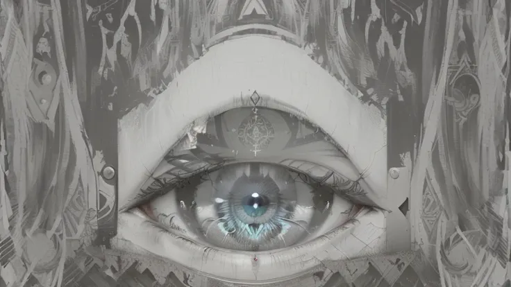 a close-up of a black and white photograph of a window, abrindo o third eye, wedjat eye, THE EYE THAT SEES EVERYTHING, Índia third eye tika, third eye no middle of the forehead, third eye, middle of the forehead, Hidden silver mask of full face, very grain...