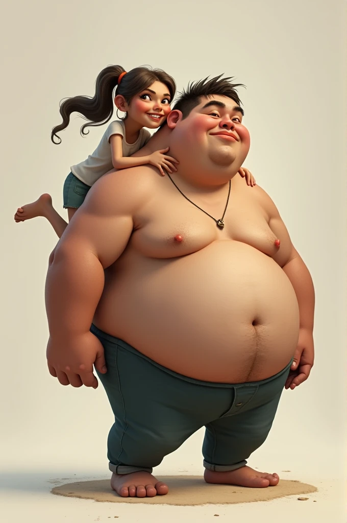 Fat person carrying thin person