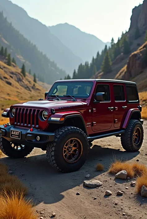 Jeep burgundy wine color with bronze rims 